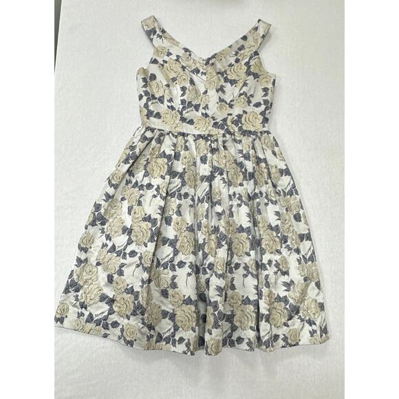 GAL MEETS GLAM Ava Rose Jacquard Dress Size 6 Fit And Flare Pockets Sleeveless - Picture 2 of 9